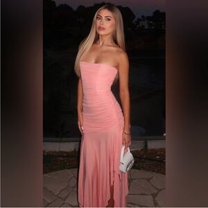 Brand new house of cb IVANA Apricot Gathered Asymmetric Dress M